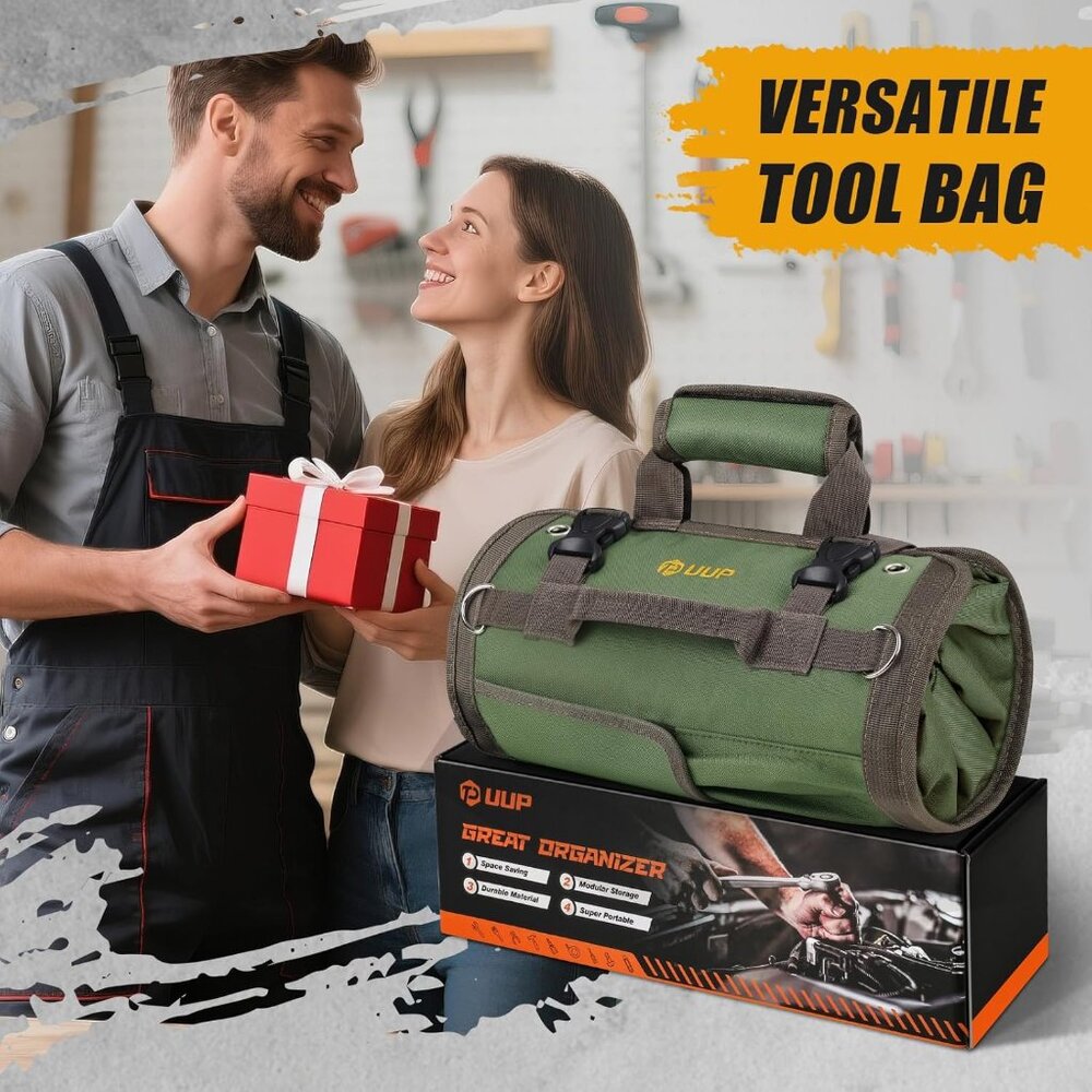 Tool Bag Roll Up, Heavy Duty Portable Soft Tool Storage, Foldable Empty Rollup O - Picture 4 of 6